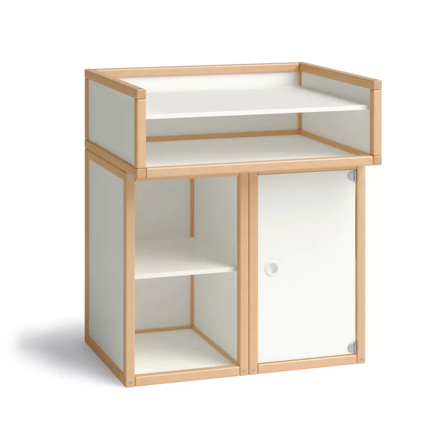 Wickelkommode offen und mit Tür FLÖTOTTO - 8480 Wickelkommode mit Tür und Schubkästen