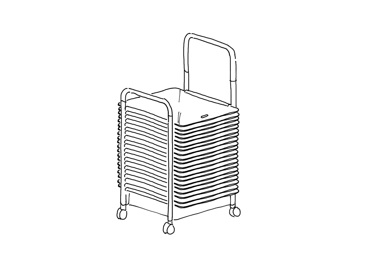 Niemand will unser ANY Board freiwillig aus der Hand geben. Aber irgendwann ist es dann soweit. Auch ein ANY Board muss mal ruhen und praktisch verstaut werden. Dazu gibt es den ANY Caddy. So mobil und flexibel wie ANY ist auch unser Caddy auf Rollen und robustem Stahlrohrgestell. Bis zu 20 Boards lassen sich problemlos und sicher lagern und dorthin fahren, wo sie gebraucht werden. FLÖTOTTO - ANY Board